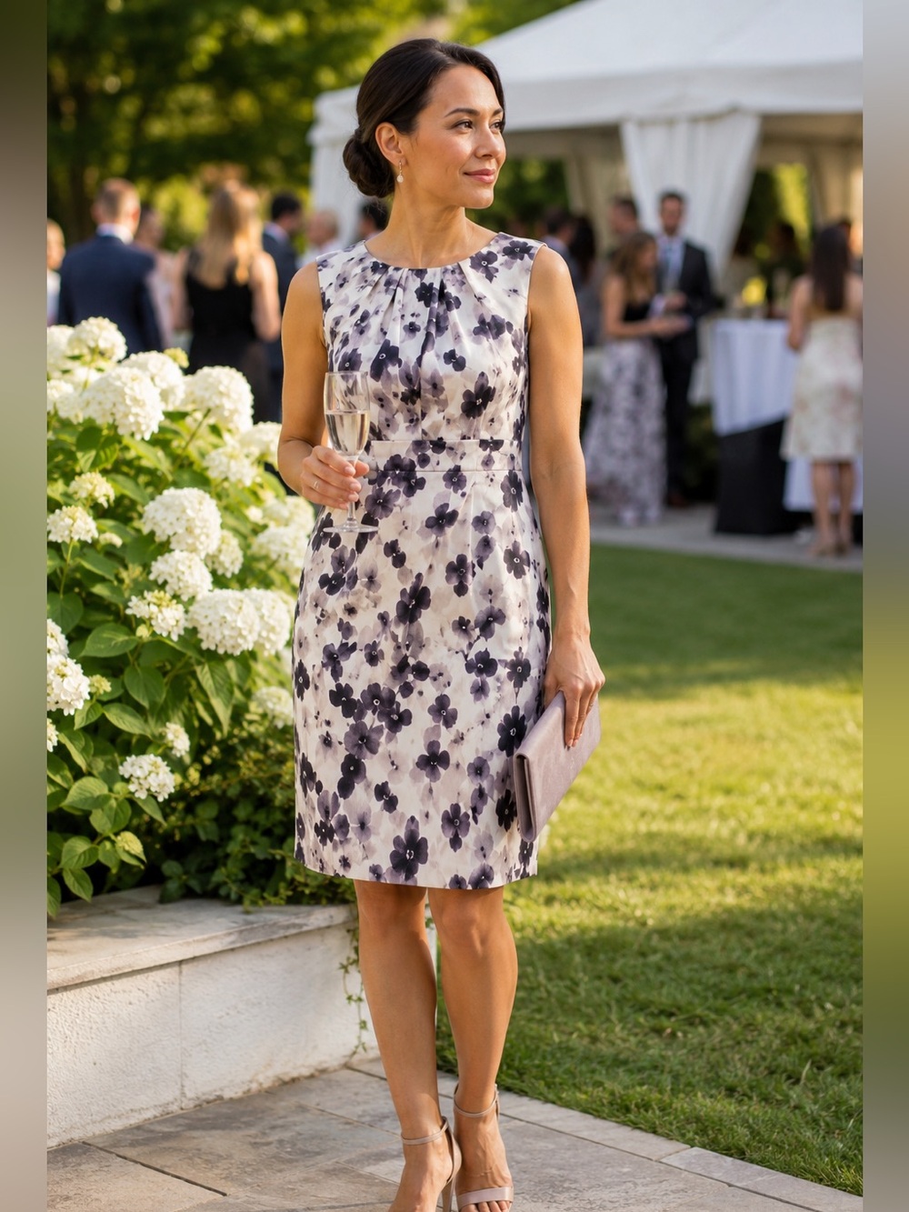 Ann Taylor 93% Silk Sheath Dress Size 2 Ivory Gray Floral Print $158 Retail NWT